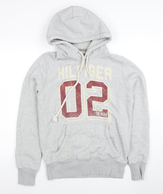 Tommy Hilfiger Men's Grey Pullover Hoodie Medium Logo Sports Fleece