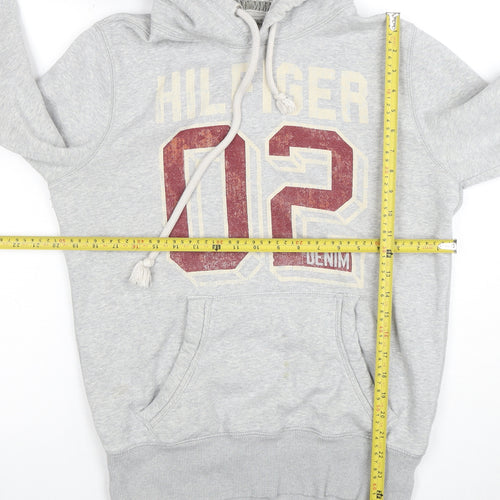 Tommy Hilfiger Men's Grey Pullover Hoodie Medium Logo Sports Fleece