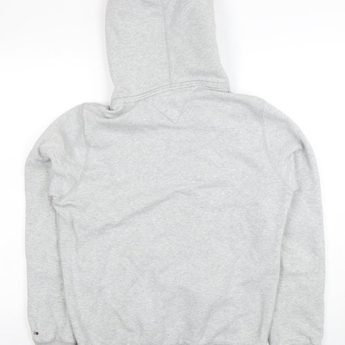 Tommy Hilfiger Men's Grey Pullover Hoodie Medium Logo Sports Fleece