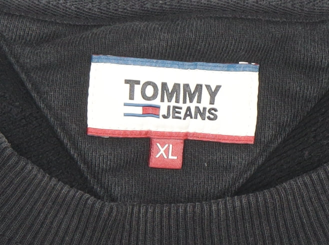 Tommy Jeans Men's Black XL Crew Neck Pullover Sweatshirt