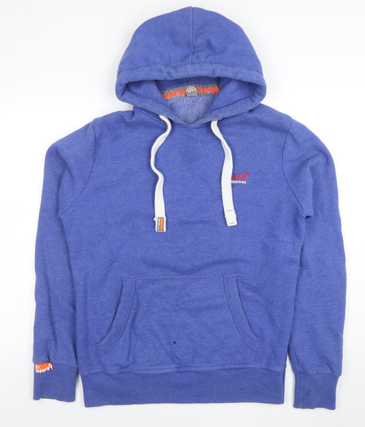 Superdry Men's Blue Pullover Hoodie XL Cotton Blend