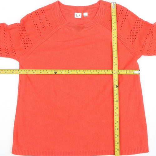 GAP Women's Coral Cotton Crew Neck Jumper Size S Long Sleeve