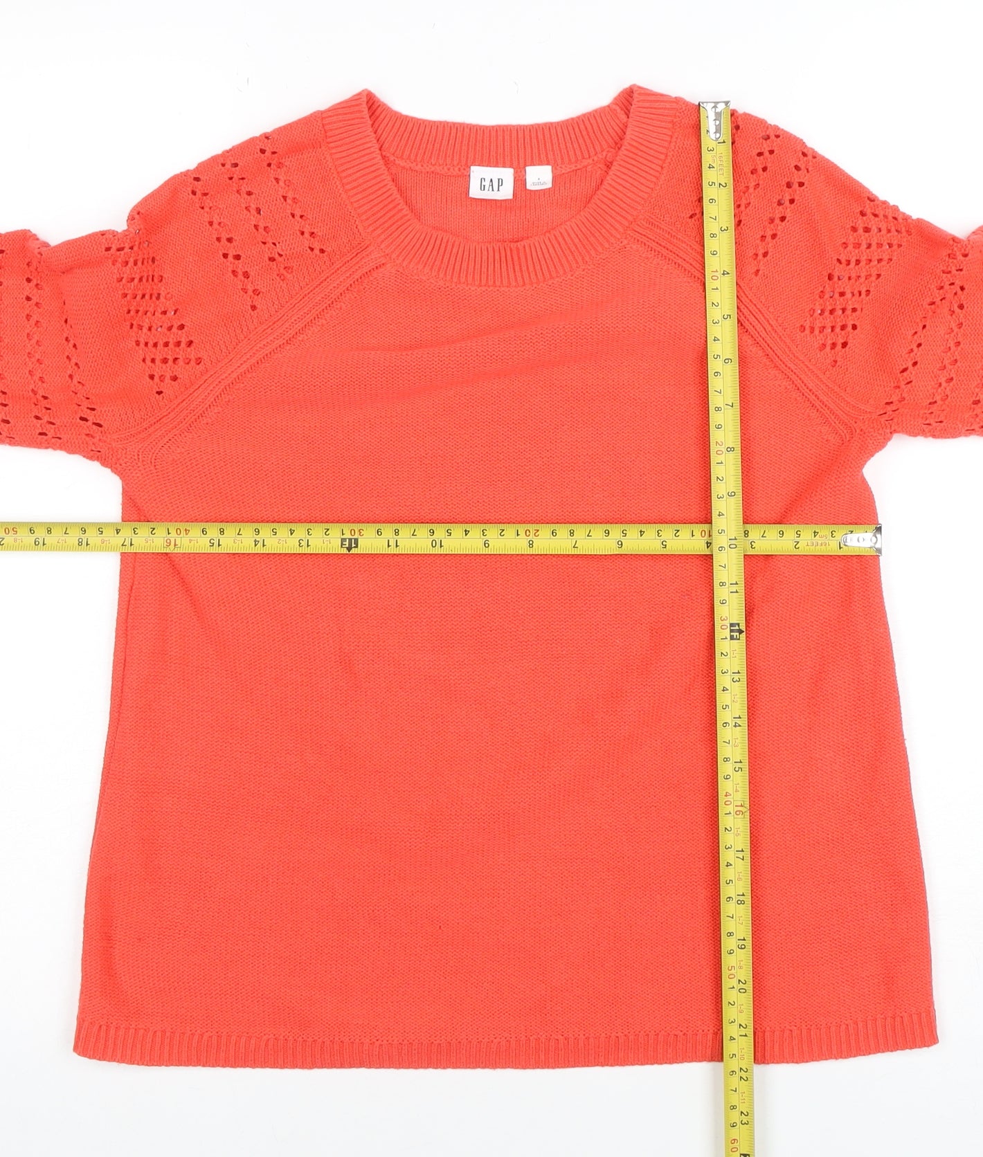 GAP Women's Coral Cotton Crew Neck Jumper Size S Long Sleeve