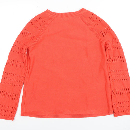 GAP Women's Coral Cotton Crew Neck Jumper Size S Long Sleeve
