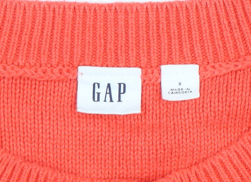 GAP Women's Coral Cotton Crew Neck Jumper Size S Long Sleeve