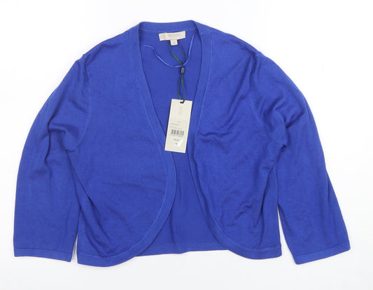 Hobbs Womens Blue 3/4 Sleeve V-Neck Cardigan Medium