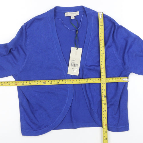 Hobbs Womens Blue 3/4 Sleeve V-Neck Cardigan Medium