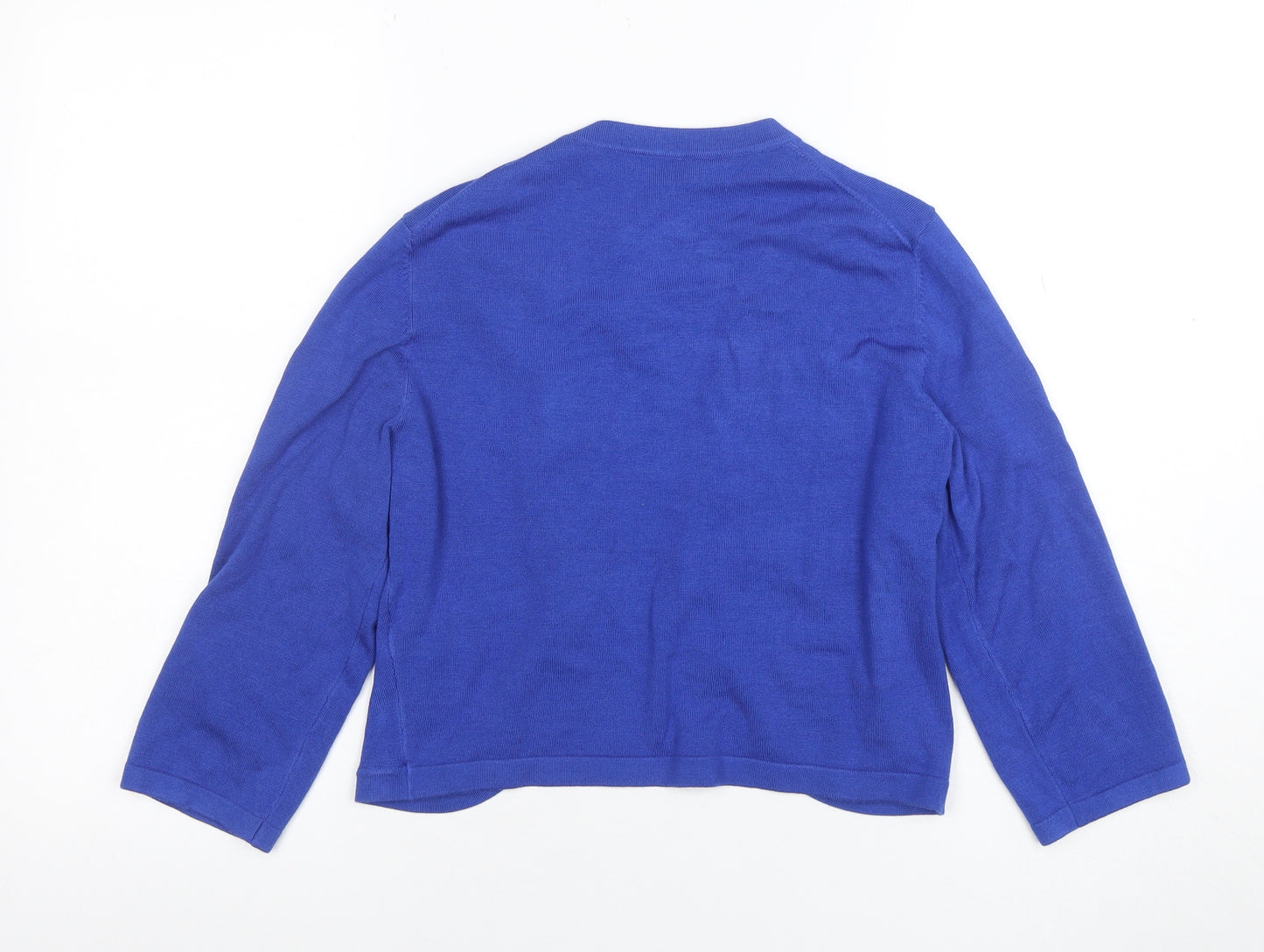 Hobbs Womens Blue 3/4 Sleeve V-Neck Cardigan Medium