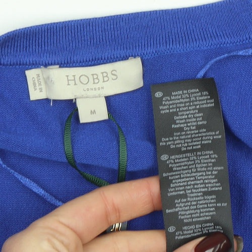 Hobbs Womens Blue 3/4 Sleeve V-Neck Cardigan Medium