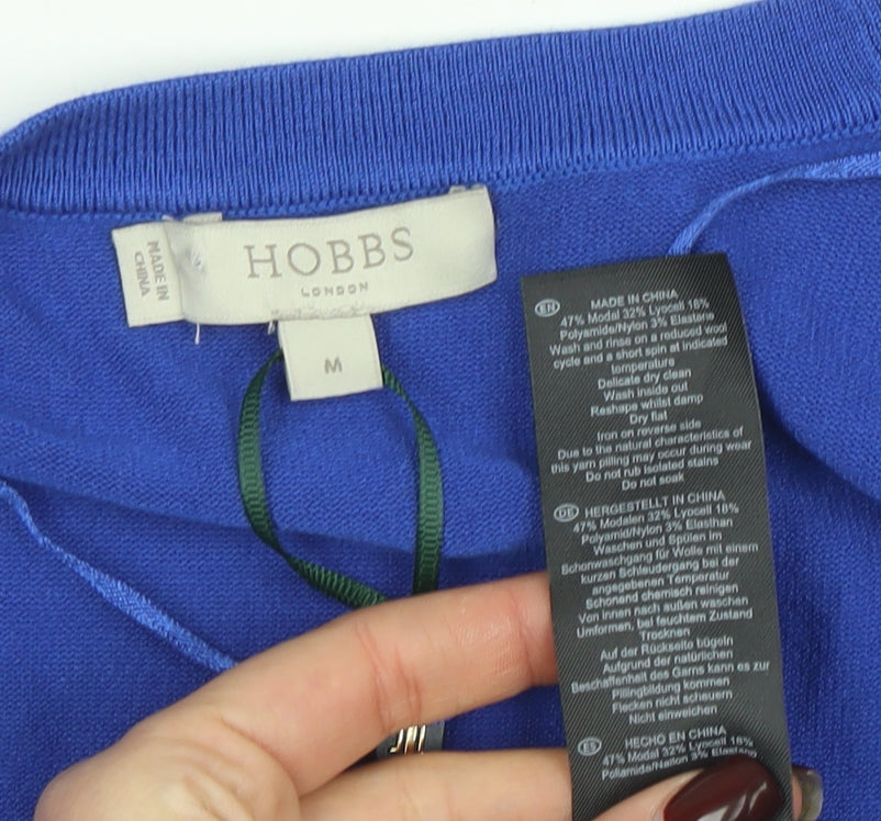 Hobbs Womens Blue 3/4 Sleeve V-Neck Cardigan Medium