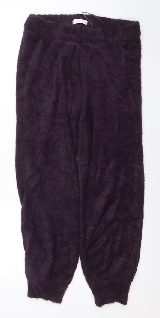 Marks and Spencer Women Purple Fleece Lounge Pants M