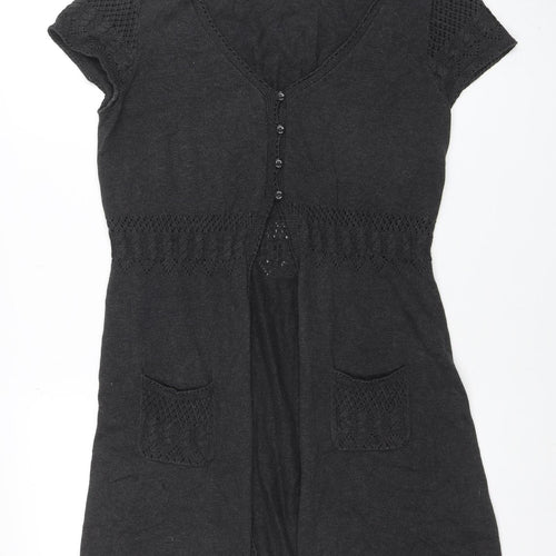 Fat Face Women’s Black Size 12 Short Sleeve Knit Cardigan