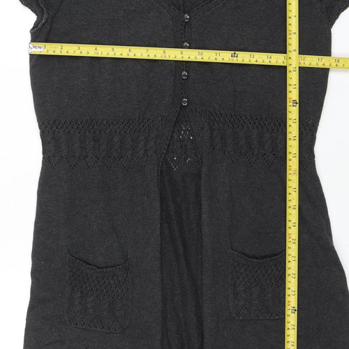 Fat Face Women’s Black Size 12 Short Sleeve Knit Cardigan