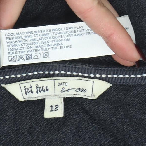 Fat Face Women’s Black Size 12 Short Sleeve Knit Cardigan