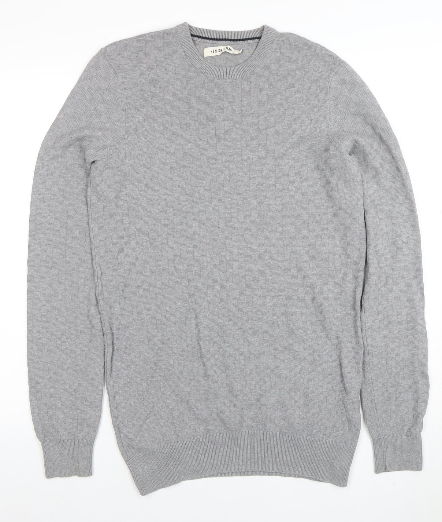 Ben Sherman Men's Grey Cotton Crew Neck Pullover Jumper Size S