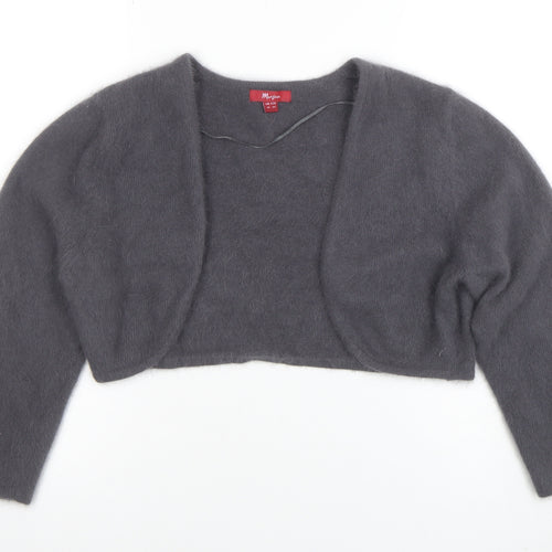 Monsoon Women Grey Angora Knit Shrug Cardigan Size 16