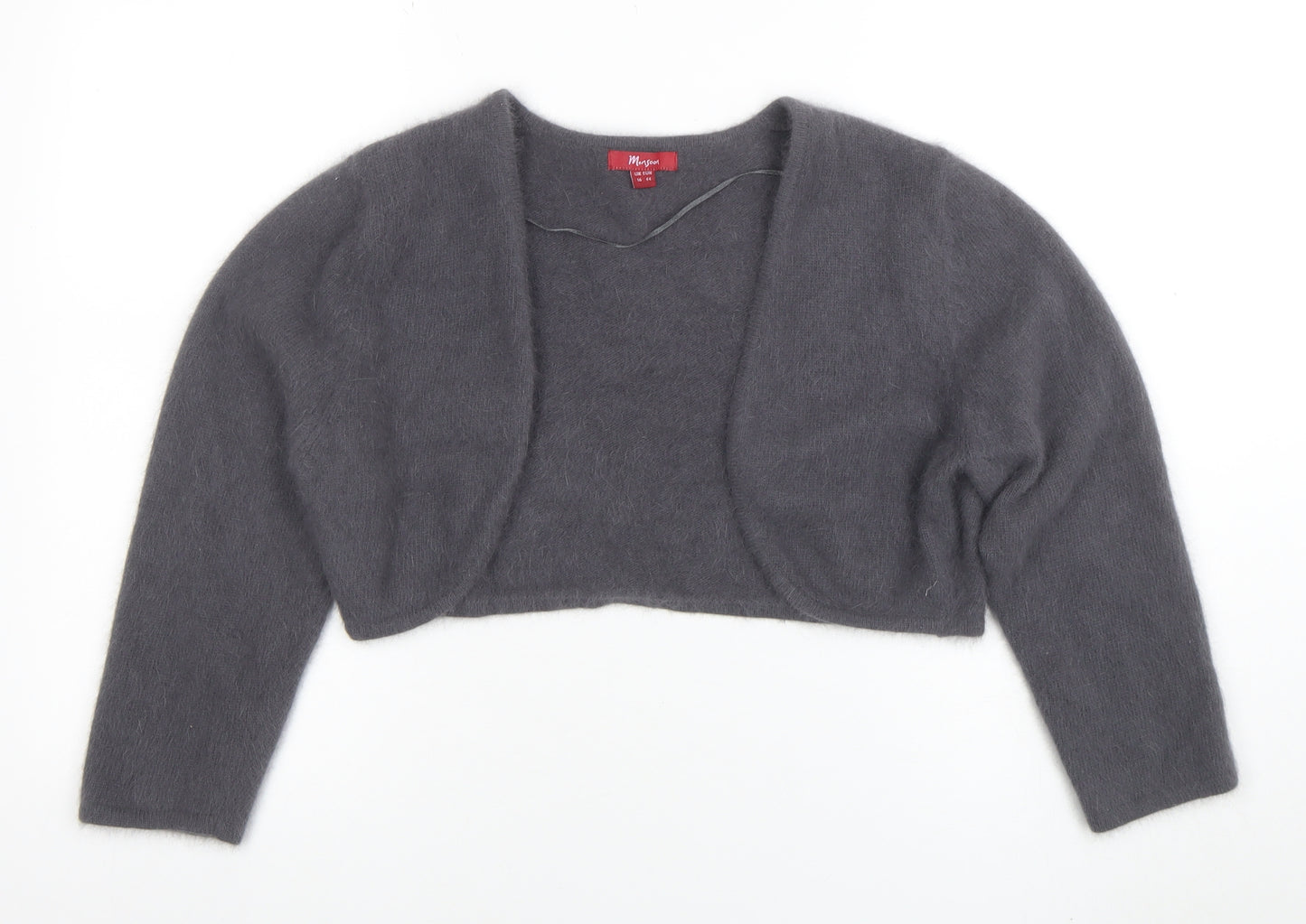 Monsoon Women Grey Angora Knit Shrug Cardigan Size 16