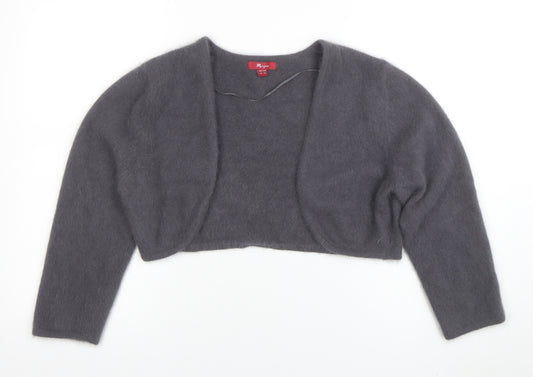 Monsoon Women Grey Angora Knit Shrug Cardigan Size 16
