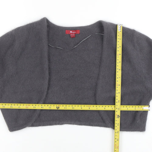 Monsoon Women Grey Angora Knit Shrug Cardigan Size 16