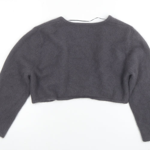 Monsoon Women Grey Angora Knit Shrug Cardigan Size 16