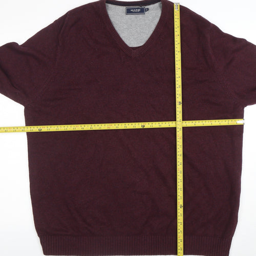 Maine New England Men's Brown 2XL V-Neck Cotton Wool Jumper