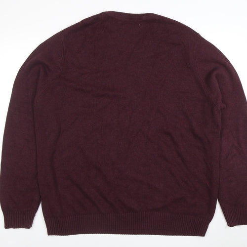 Maine New England Men's Brown 2XL V-Neck Cotton Wool Jumper