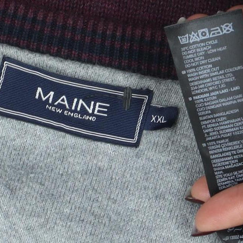 Maine New England Men's Brown 2XL V-Neck Cotton Wool Jumper