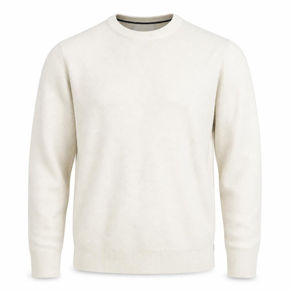 Front view of Marks & Spencer Men's Beige Cotton Blend Crew Neck Jumper M