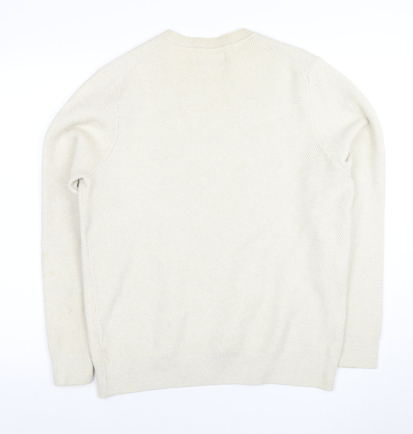 Marks and Spencer Men's Beige Cotton Blend Crew Neck Jumper M