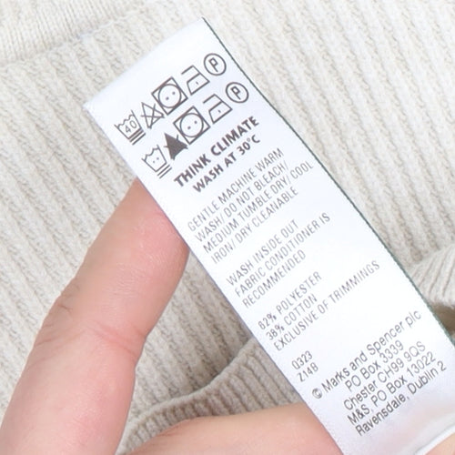 Marks and Spencer Men's Beige Cotton Blend Crew Neck Jumper M