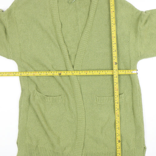 White Stuff Women's Green Cotton Linen Cardigan UK 14 V-Neck Relaxed Fit