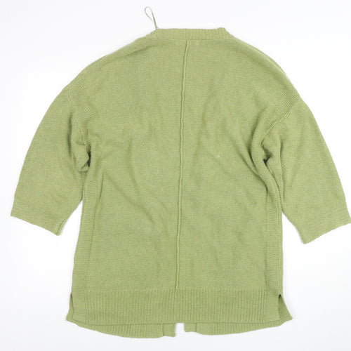White Stuff Women's Green Cotton Linen Cardigan UK 14 V-Neck Relaxed Fit