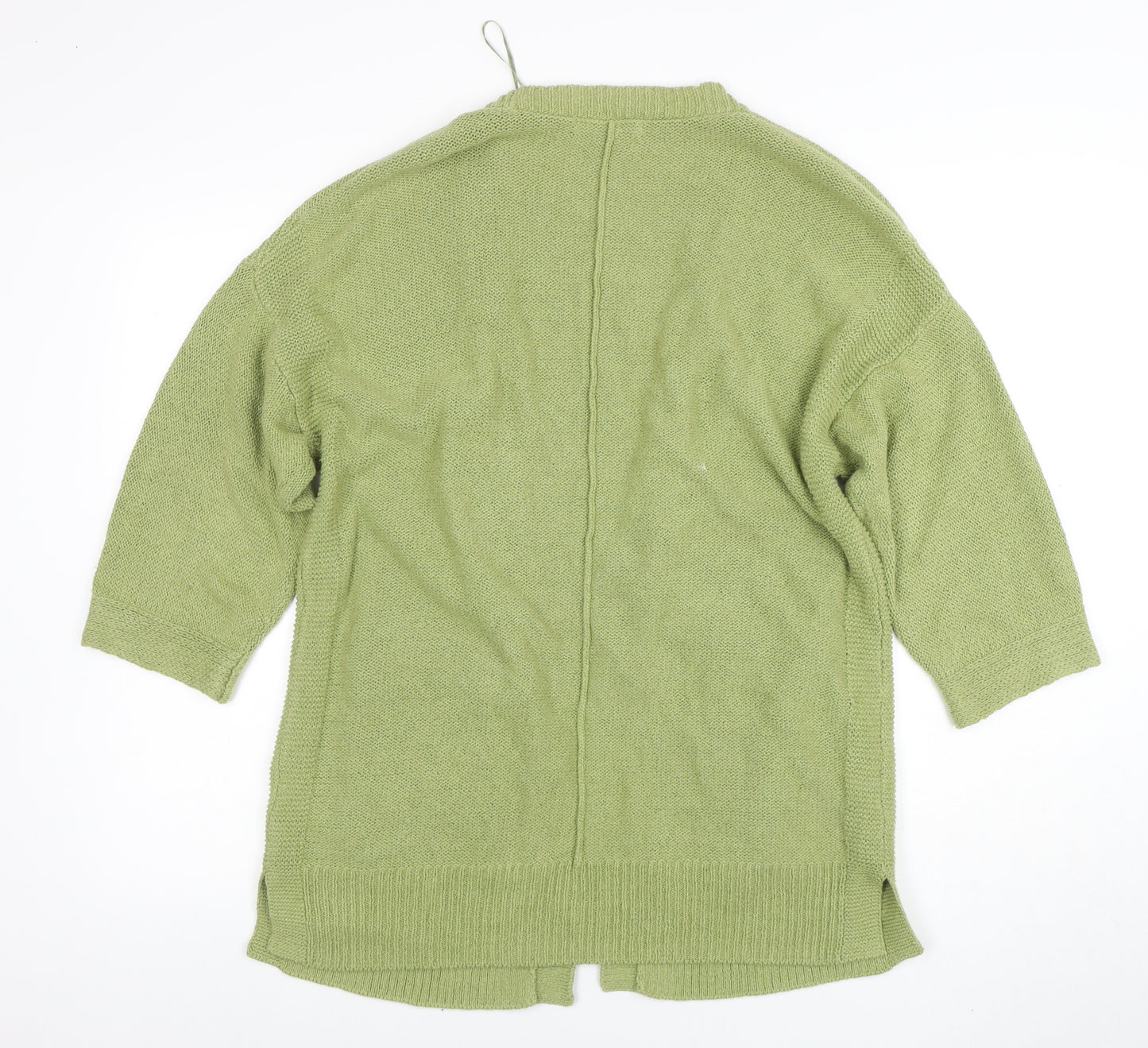 White Stuff Women's Green Cotton Linen Cardigan UK 14 V-Neck Relaxed Fit