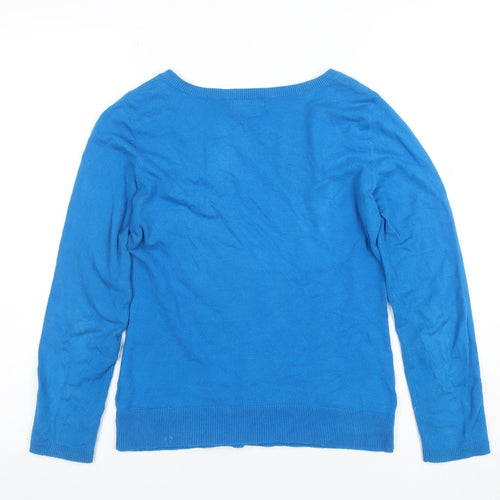 Gap Women’s Blue V-Neck Cotton Blend Long Sleeve Basic Top XS