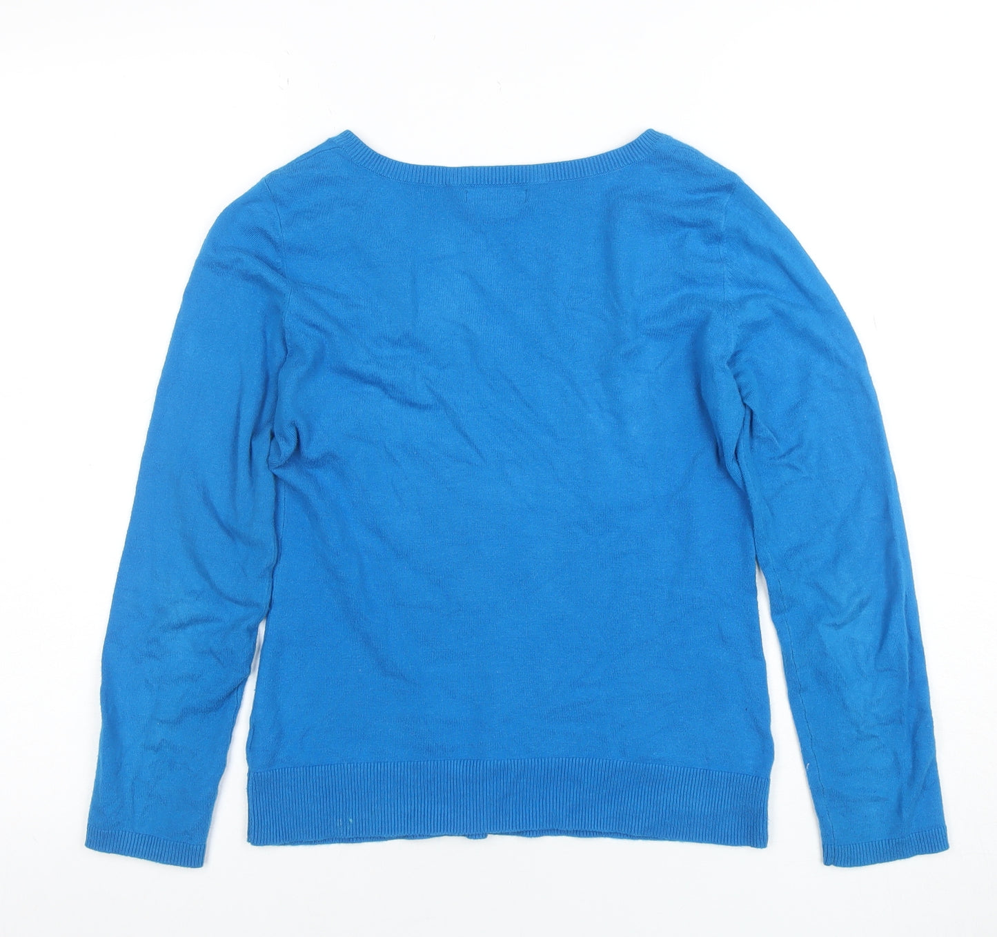 Gap Women’s Blue V-Neck Cotton Blend Long Sleeve Basic Top XS