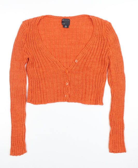 ASOS Women’s Orange Rib-Knit V-Neck Cardigan Size 10