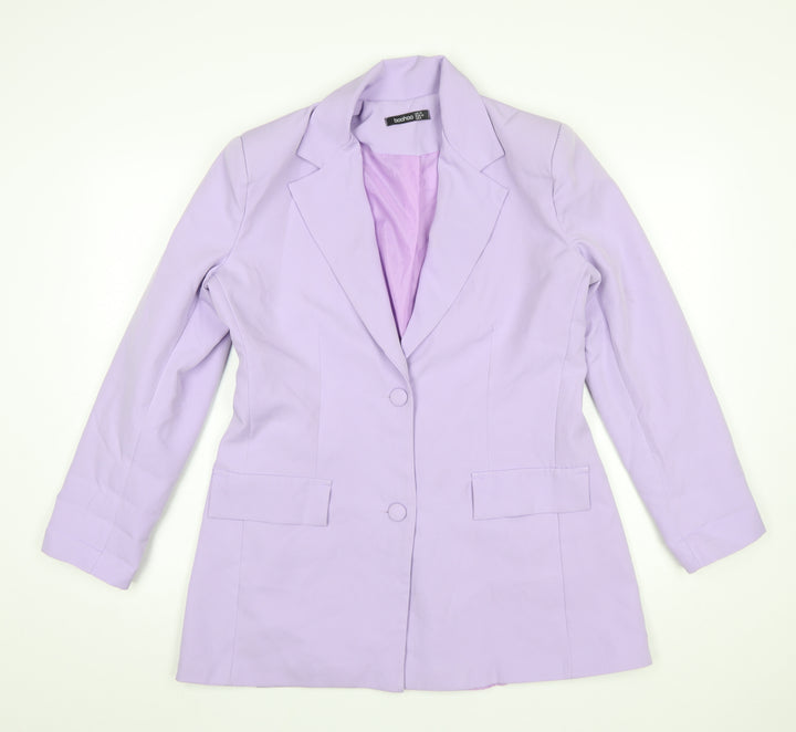 Boohoo Women’s Lilac Long Sleeve Blazer UK 12 Tailored Jacket