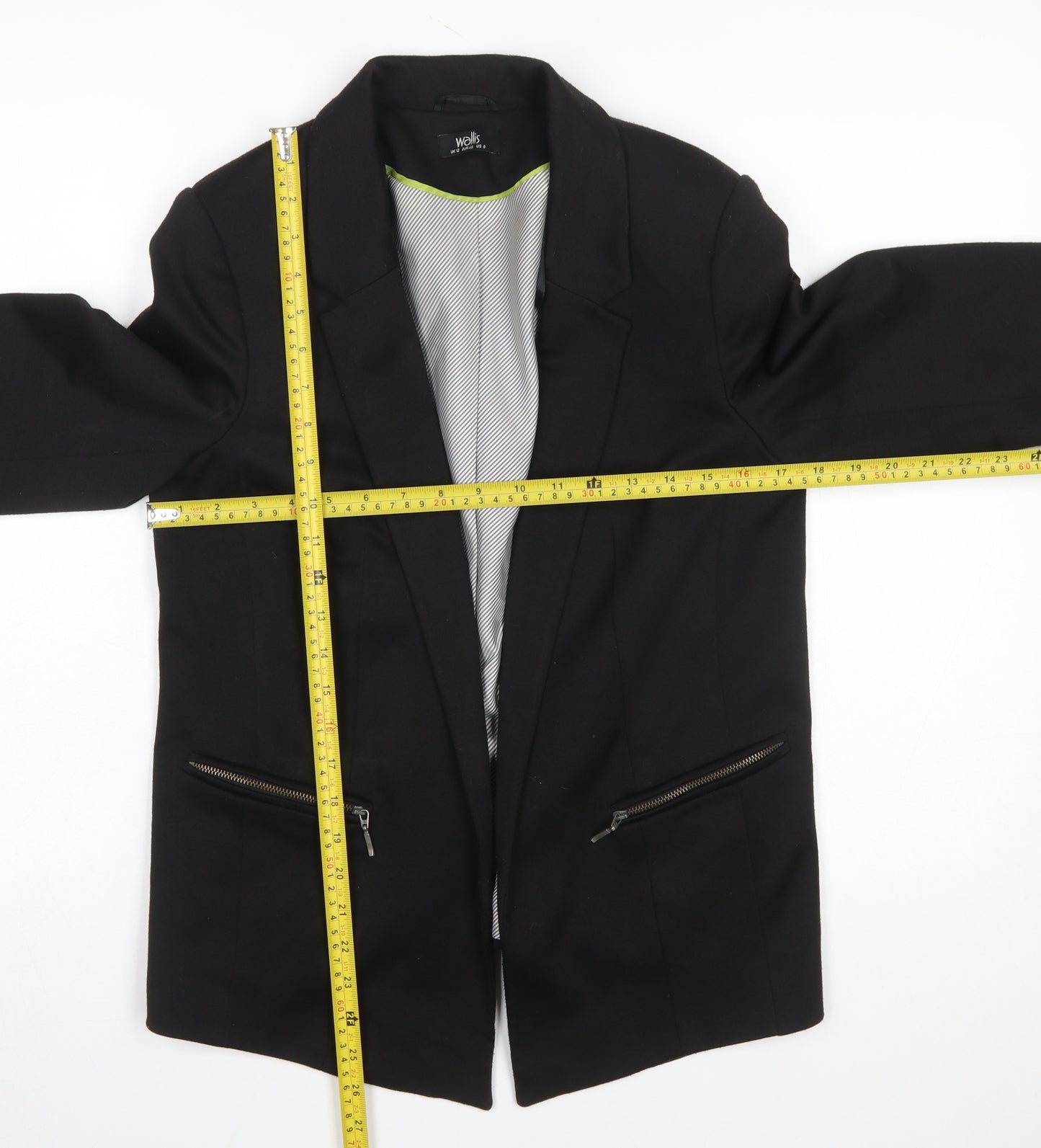 Wallis Women's Black Classic Blazer UK 12 Tailored Single Breasted Jacket