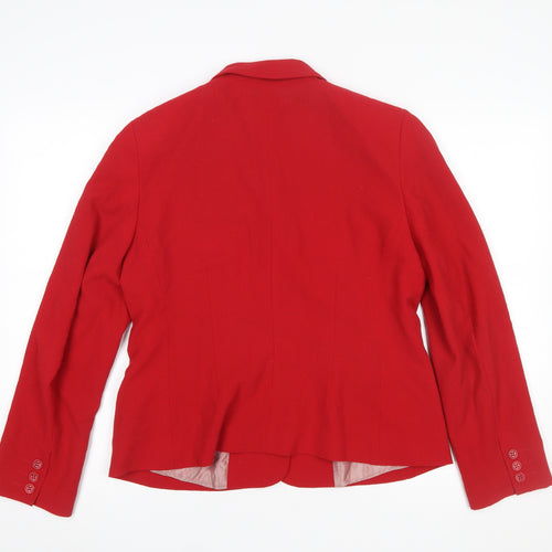 Laura Ashley Women Red Wool Single-Breasted Blazer UK 14