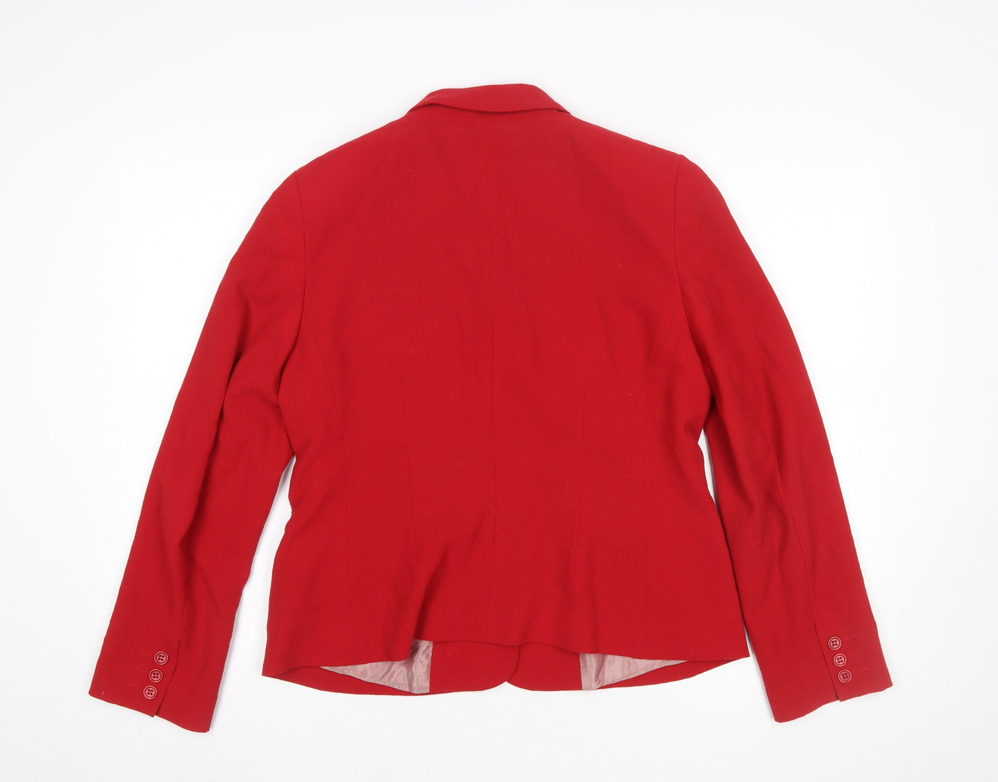 Laura Ashley Women Red Wool Single-Breasted Blazer UK 14