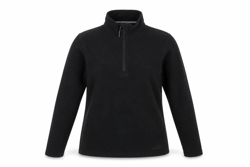 Front view of Peter Storm Women's Black Fleece 1/2 Zip Pullover Sweatshirt, size 14