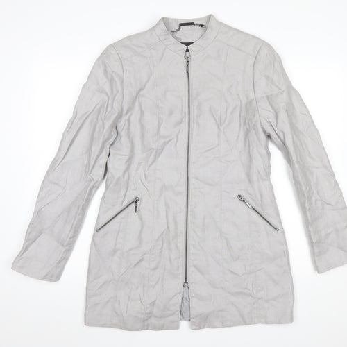 Marks and Spencer Women’s Grey Linen Blend Long Zip Coat UK 12