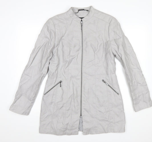 Marks and Spencer Women’s Grey Linen Blend Long Zip Coat UK 12