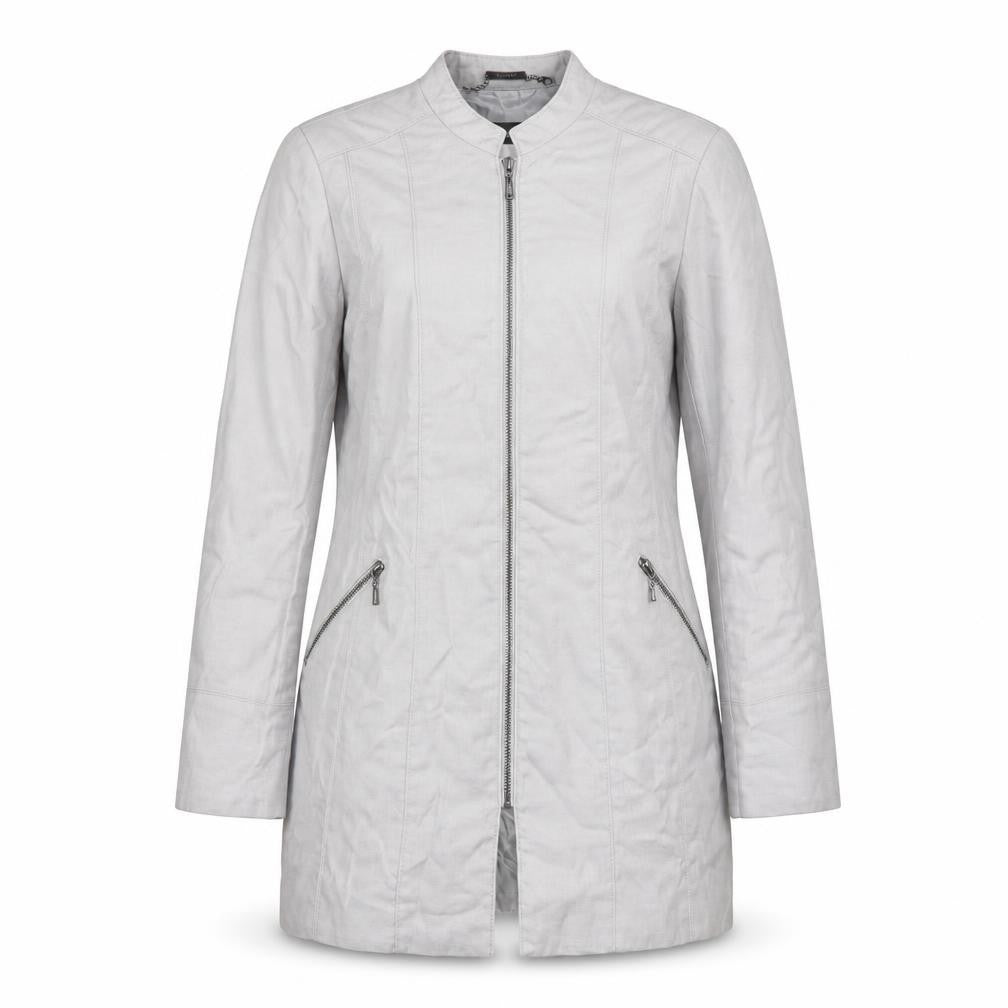 Marks and Spencer Women’s Grey Linen Blend Long Zip Coat UK 12