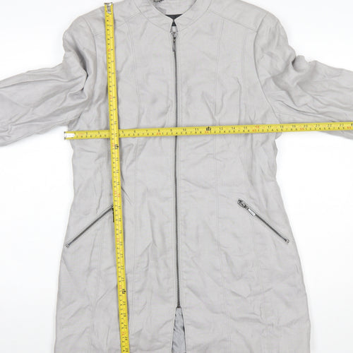 Marks and Spencer Women’s Grey Linen Blend Long Zip Coat UK 12