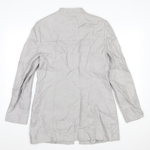 Marks and Spencer Women’s Grey Linen Blend Long Zip Coat UK 12