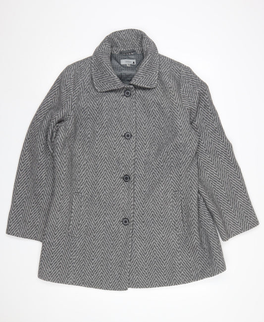 Marks and Spencer Women's Grey Wool Herringbone Mid-Length Coat UK 16