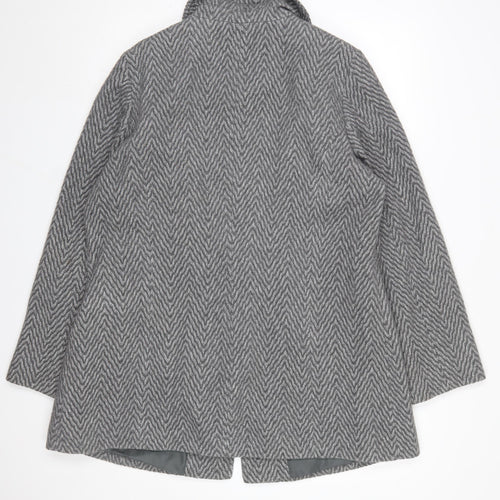 Marks and Spencer Women's Grey Wool Herringbone Mid-Length Coat UK 16