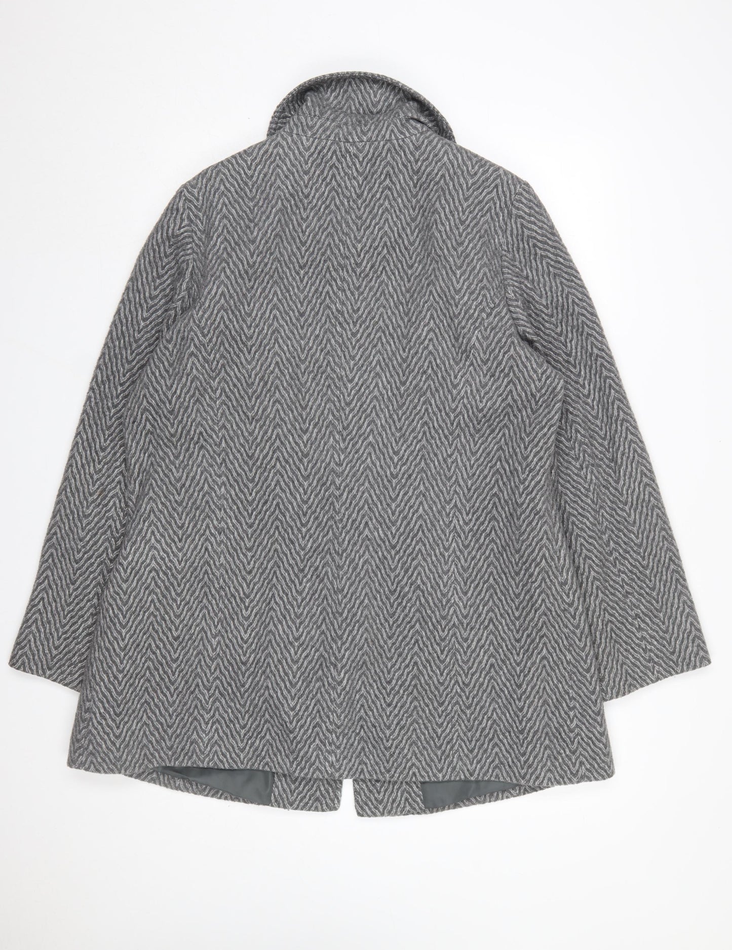 Marks and Spencer Women's Grey Wool Herringbone Mid-Length Coat UK 16