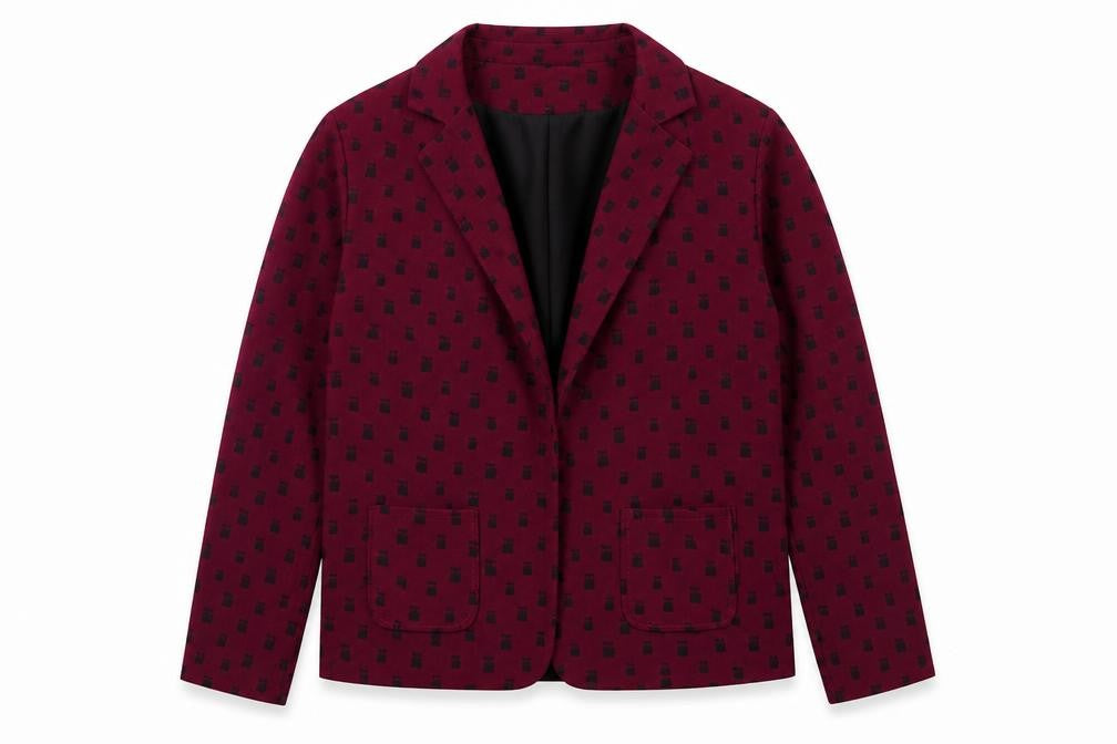 Front view of Atmosphere Women’s Red Animal Print Polyester Blazer, size UK 14